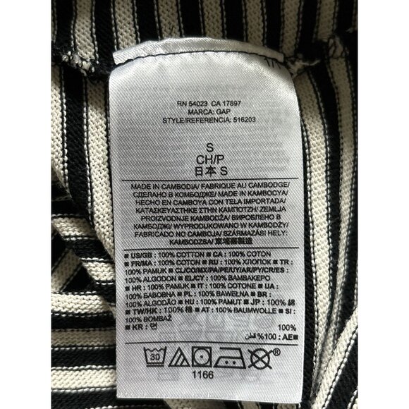 Gap Womens Maxi Skirt S Striped Black White 100% Cotton Side Slits Casual Work - Picture 5 of 7